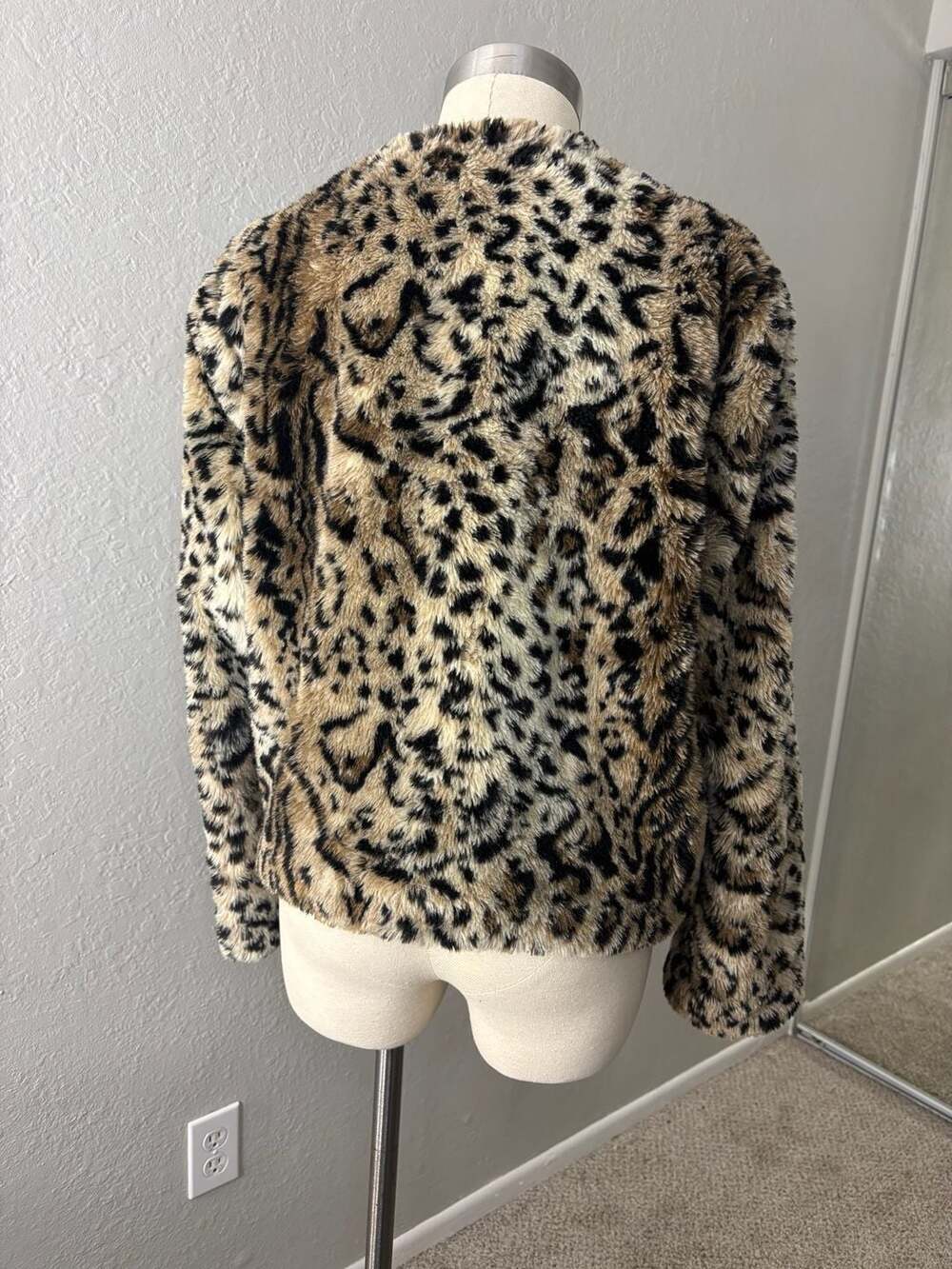 Brown Leopard Print Faux Fur Jacket - , - Picture 3 of 6